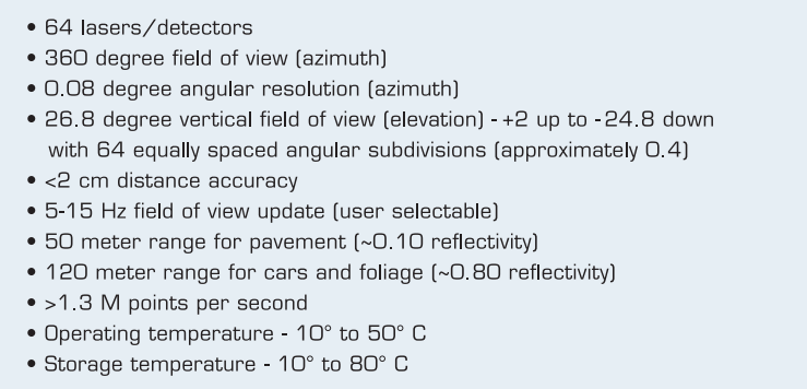 VLP Sensor Specifications